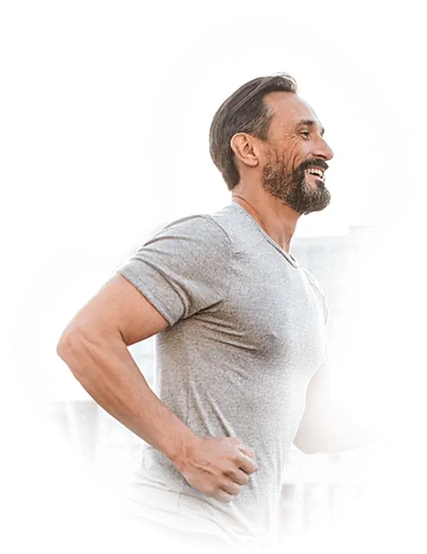 A fit man running with energy, symbolizing boosted metabolism and health benefits from using Java Burn dietary supplement.