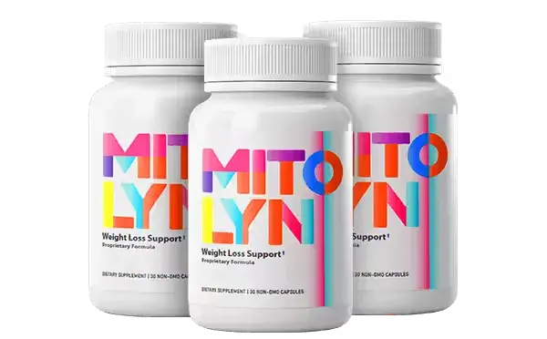 Three bottles of Mitolyn weight loss supplement, labeled 'Weight Loss Support,' featuring a colorful, modern design. Mitolyn is a dietary supplement formulated to support metabolism and fat burning.